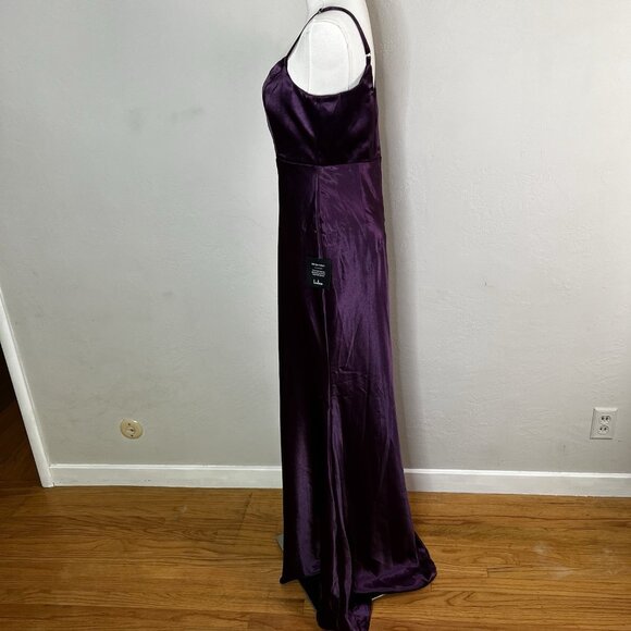 Lulu's Purple Satin Maxi Dress - Picture 4 of 14